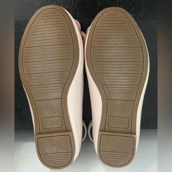 Sugar Blush Pink Ankle Strap Ballet Flats with Bow - Picture 3 of 5